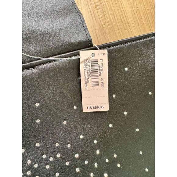 NWT Victoria's Secret Black Satin Bling Tote Bag | Silver Sparkle Logo - Picture 8 of 8